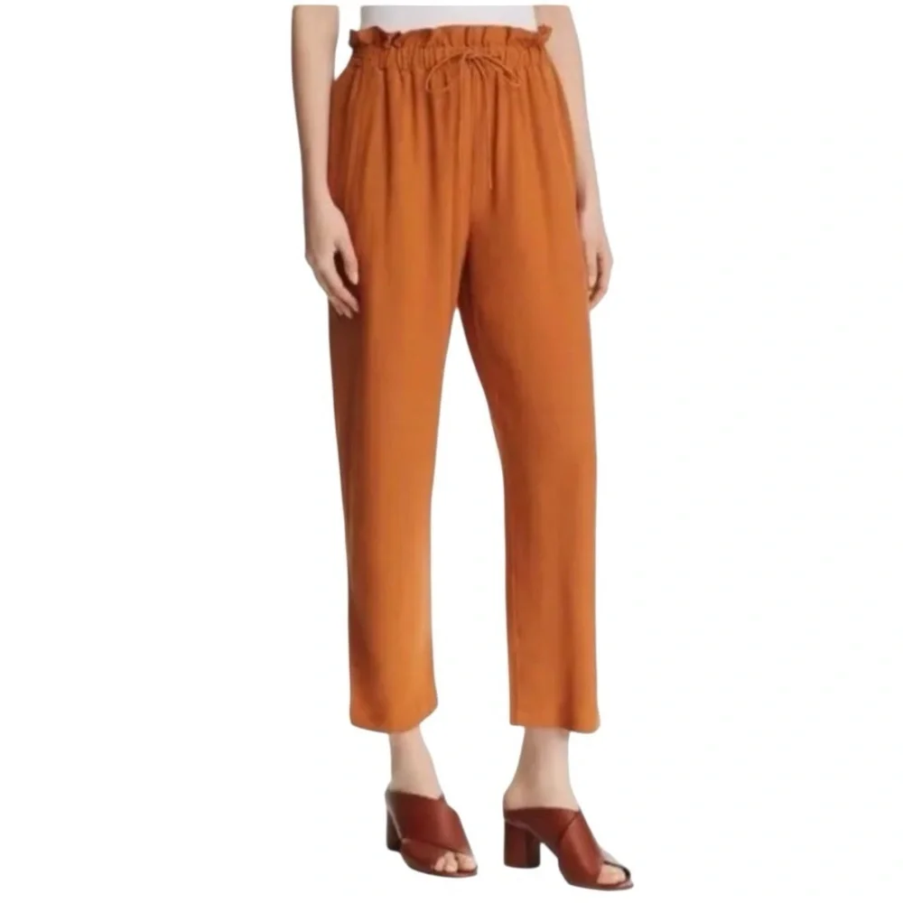 Eileen Fisher Tencel Viscose Straight Ankle Cropped Pants Color Musk Large